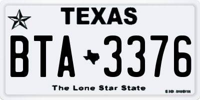 TX license plate BTA3376