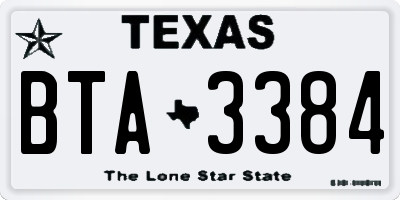 TX license plate BTA3384