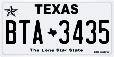 TX license plate BTA3435
