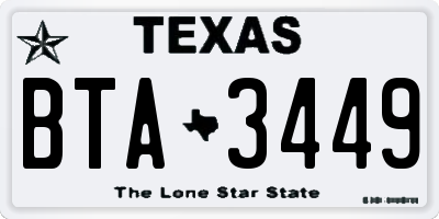 TX license plate BTA3449