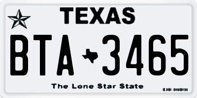 TX license plate BTA3465