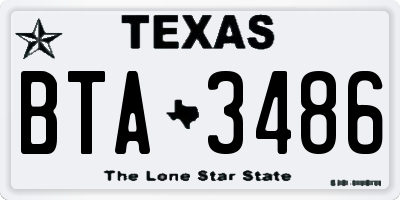TX license plate BTA3486