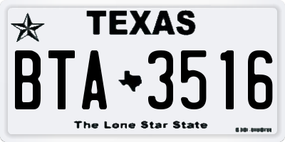 TX license plate BTA3516