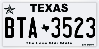 TX license plate BTA3523
