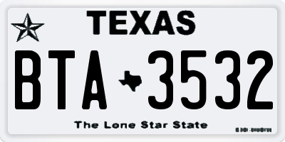 TX license plate BTA3532