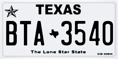 TX license plate BTA3540