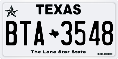 TX license plate BTA3548
