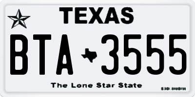 TX license plate BTA3555