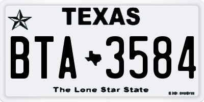 TX license plate BTA3584