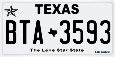 TX license plate BTA3593