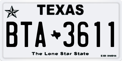TX license plate BTA3611