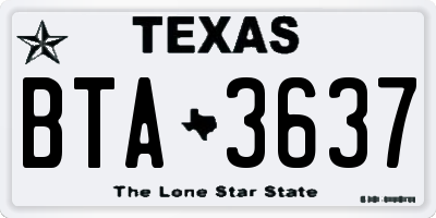 TX license plate BTA3637