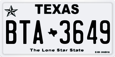TX license plate BTA3649