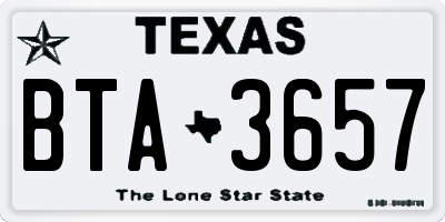 TX license plate BTA3657