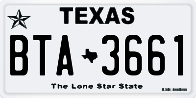 TX license plate BTA3661