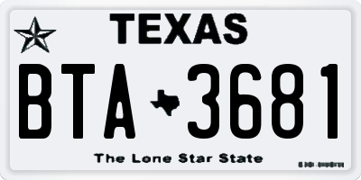 TX license plate BTA3681
