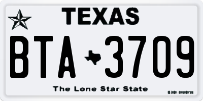 TX license plate BTA3709