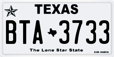 TX license plate BTA3733