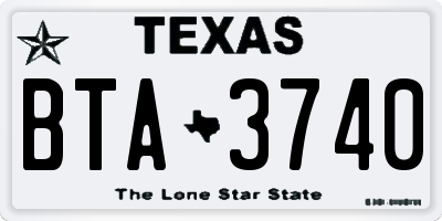 TX license plate BTA3740