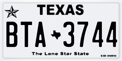 TX license plate BTA3744