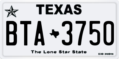 TX license plate BTA3750