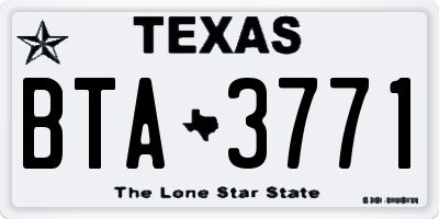 TX license plate BTA3771