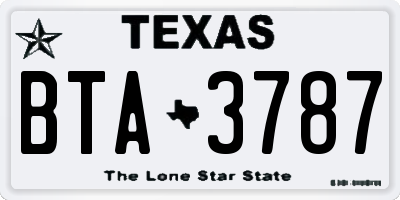 TX license plate BTA3787