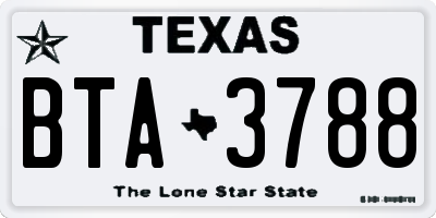 TX license plate BTA3788