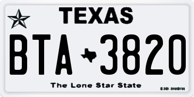 TX license plate BTA3820