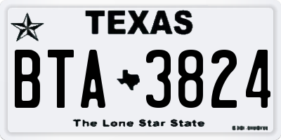 TX license plate BTA3824