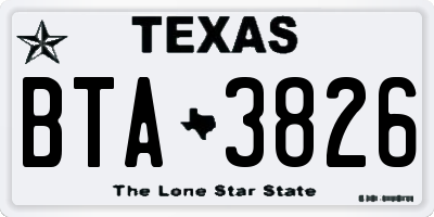 TX license plate BTA3826