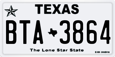 TX license plate BTA3864