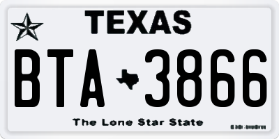 TX license plate BTA3866