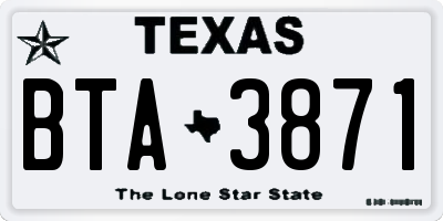 TX license plate BTA3871
