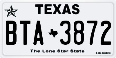TX license plate BTA3872