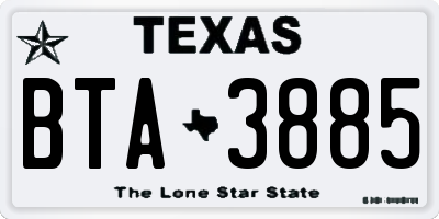 TX license plate BTA3885