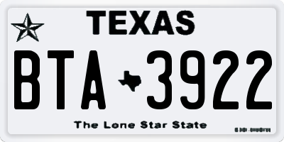 TX license plate BTA3922