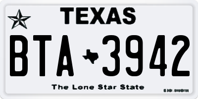 TX license plate BTA3942