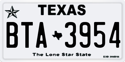 TX license plate BTA3954