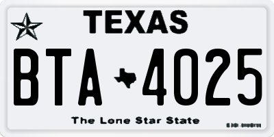 TX license plate BTA4025