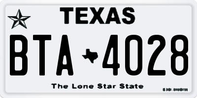 TX license plate BTA4028