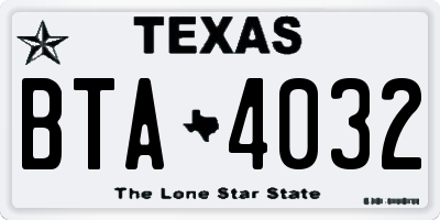 TX license plate BTA4032