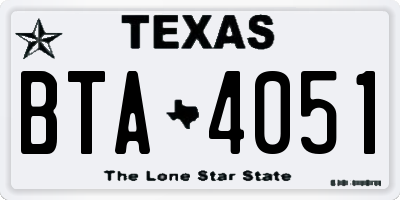 TX license plate BTA4051