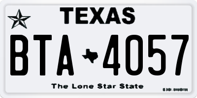 TX license plate BTA4057