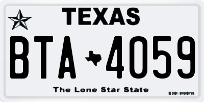 TX license plate BTA4059