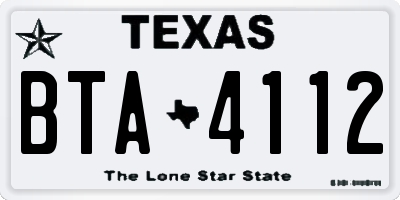 TX license plate BTA4112