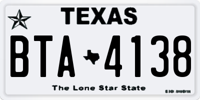 TX license plate BTA4138