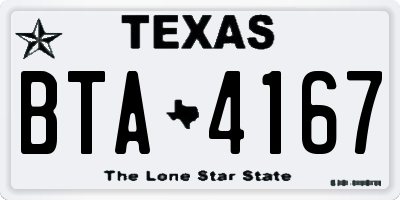 TX license plate BTA4167