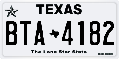 TX license plate BTA4182
