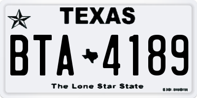 TX license plate BTA4189
